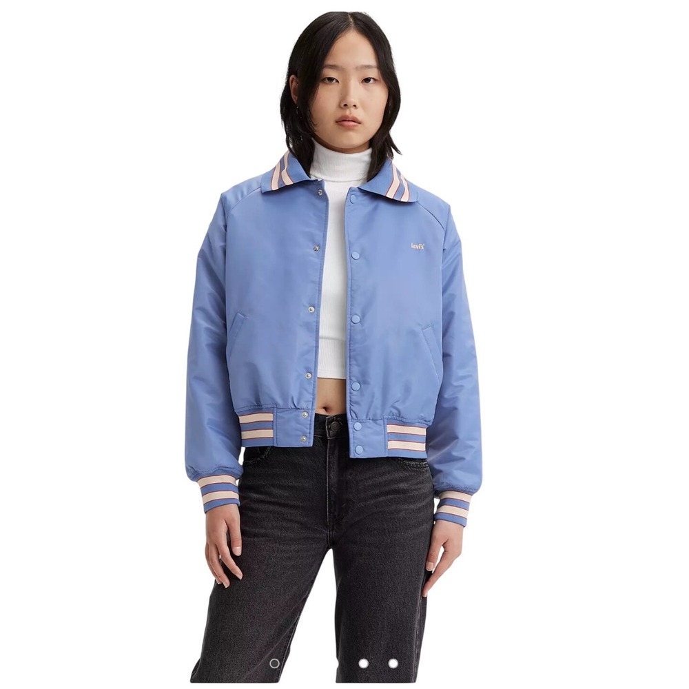 Levis Womens After School Varsity Bomber Jacket Colony Blue size XL
